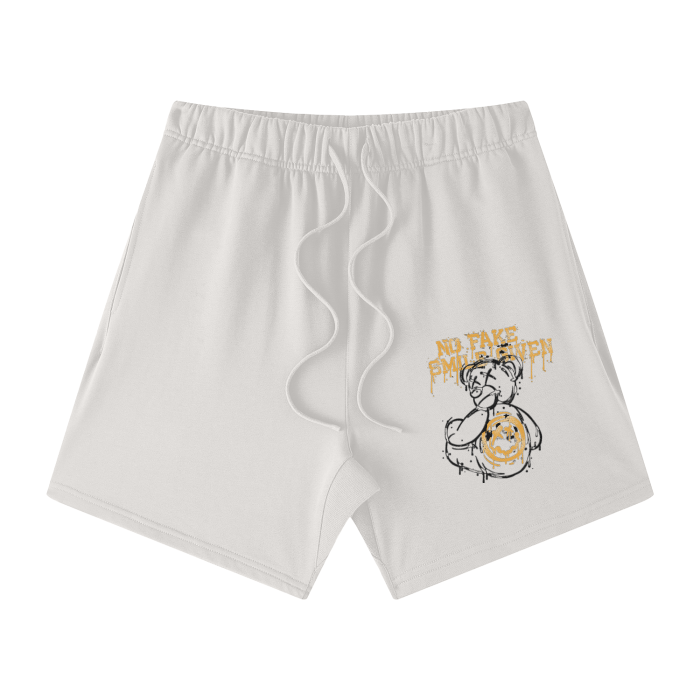 NO FAKE SMILE GIVEN Streetwear Unisex Heavyweight Earth Tone Loose Fit FOG 100% Cotton Shorts