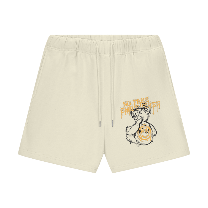 NO FAKE SMILE GIVEN Streetwear Unisex Heavyweight 460G Fleece Loose Fit Shorts
