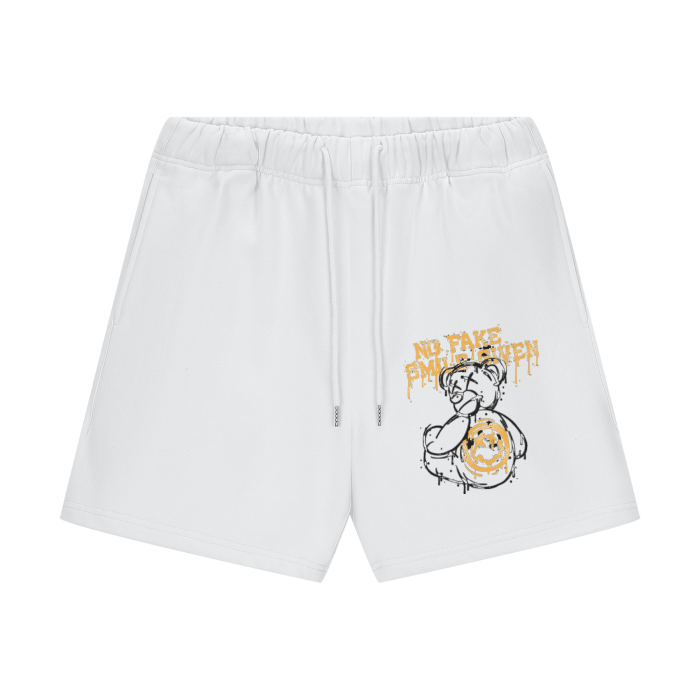 NO FAKE SMILE GIVEN Streetwear Unisex Heavyweight 460G Fleece Loose Fit Shorts